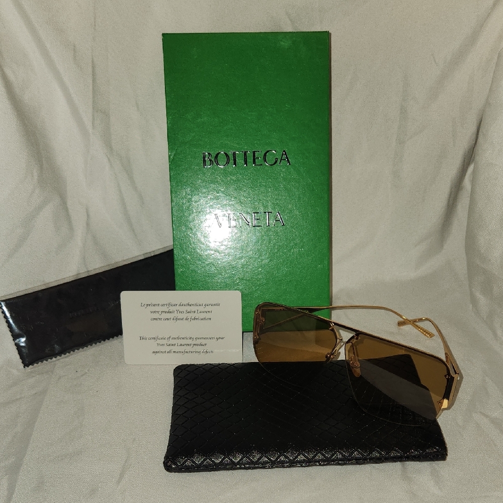 Bottega Veneta Gold Aviator Sunglasses